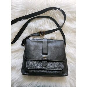 Fossil Kinley Small Leather Crossbody Bag With Strap Black